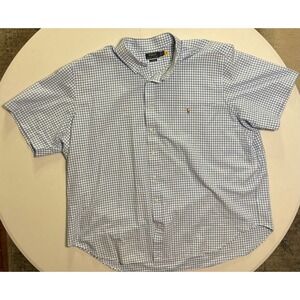 Polo Ralph Lauren Mens 3XB Gingham Short Sleeve Button Down Shirt Flesh Pony